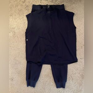 Figs Dark Blue Sleeveless Top and Jogger Set